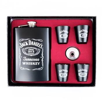 Jack Daniel Hip flask - 4 Glass Set